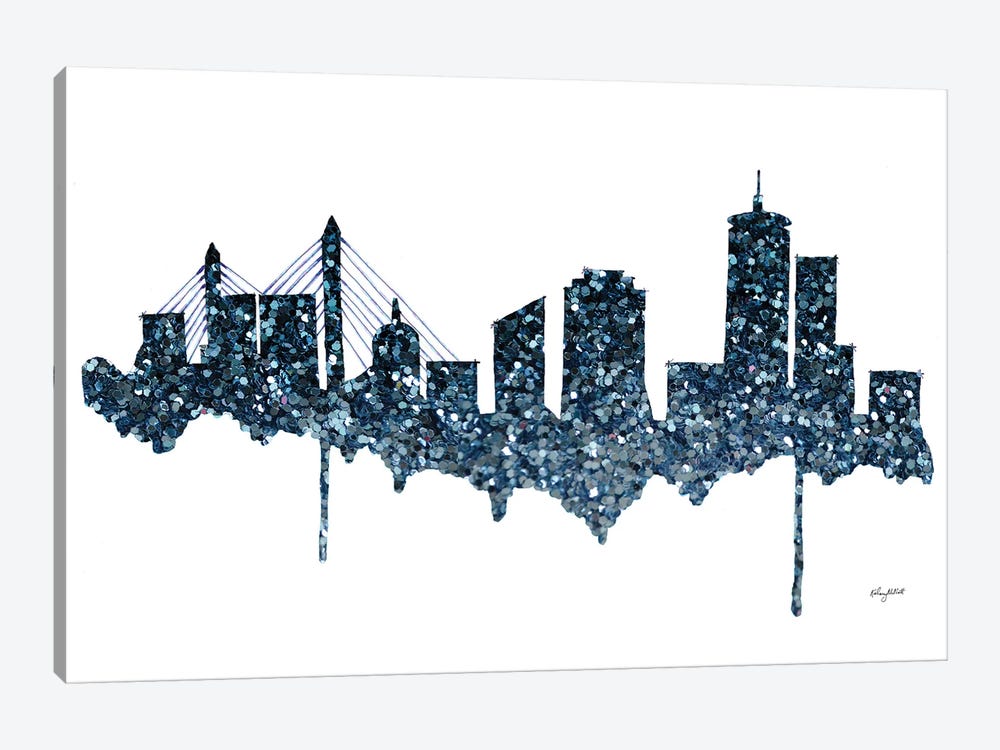 Glitter Boston Skyline by Kelsey McNatt 1-piece Canvas Wall Art