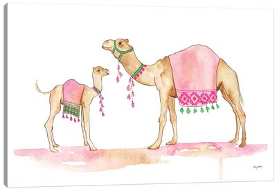 Mom And Baby Camels Canvas Art Print - Camel Art