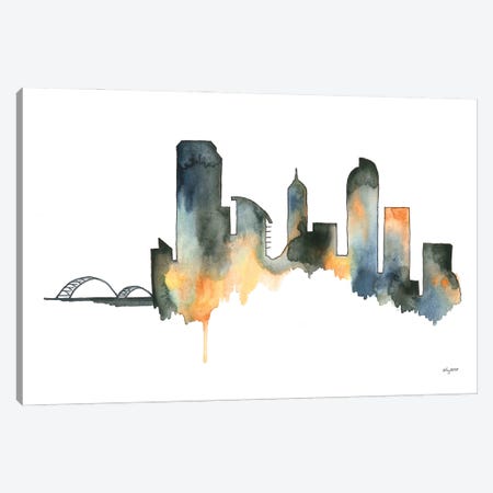 Neutral Denver Skyline Canvas Print #KMT99} by Kelsey McNatt Canvas Artwork