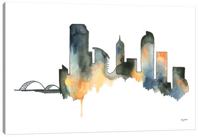 Neutral Denver Skyline Canvas Art Print - Denver Art