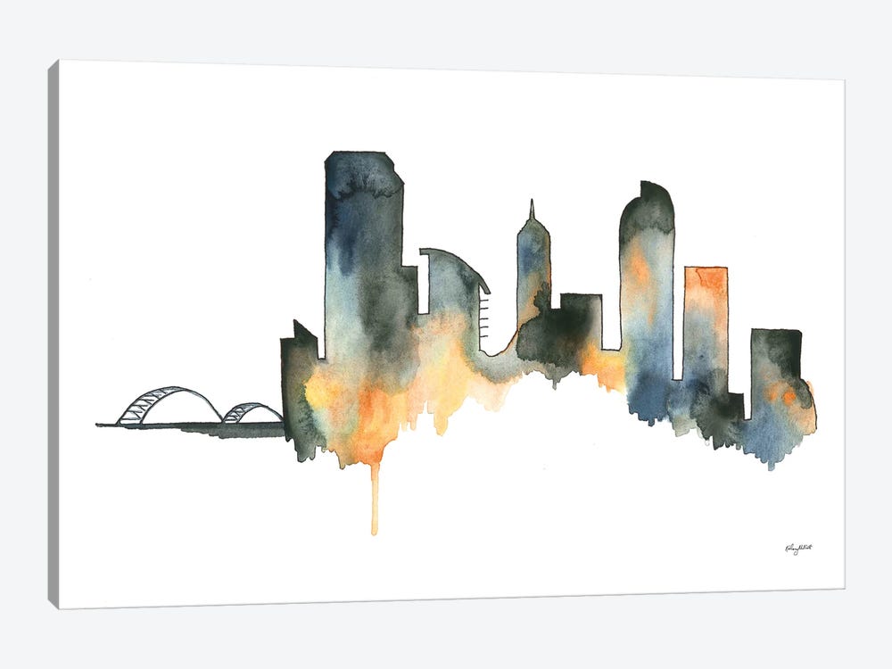 Neutral Denver Skyline by Kelsey McNatt 1-piece Art Print