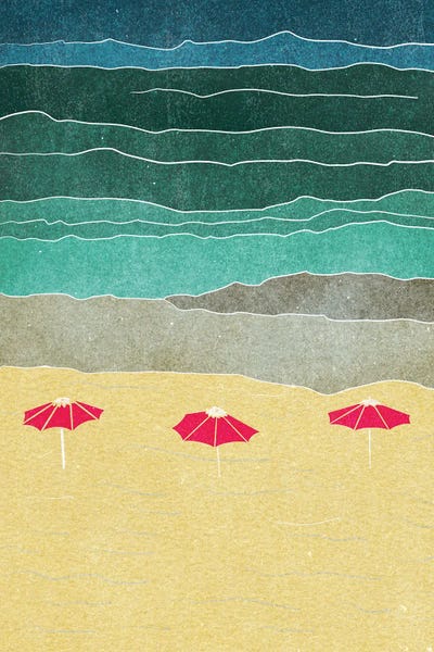 Three Red Umbrellas