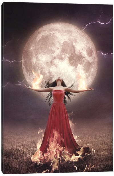 Full Moon In Aries Canvas Art Print - Zodiac Art