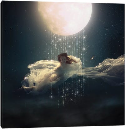 Full Moon In Aquarius Canvas Art Print - Midnight Moon Visuals