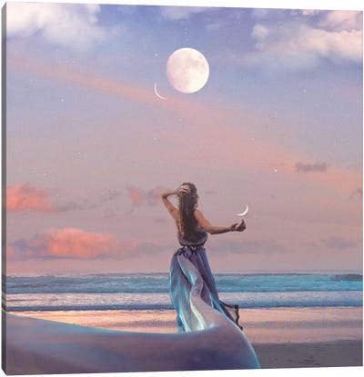 Full Moon In Pisces Canvas Art Print - Astrology Art
