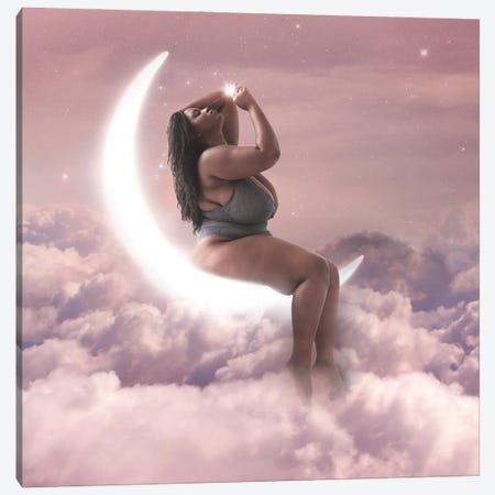 Girl In The Moon Canvas Print #KMZ9} by Midnight Moon Visuals Canvas Art