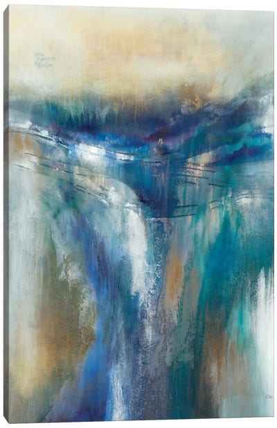 Blue Rush Canvas Art Print - Teal Abstract Art