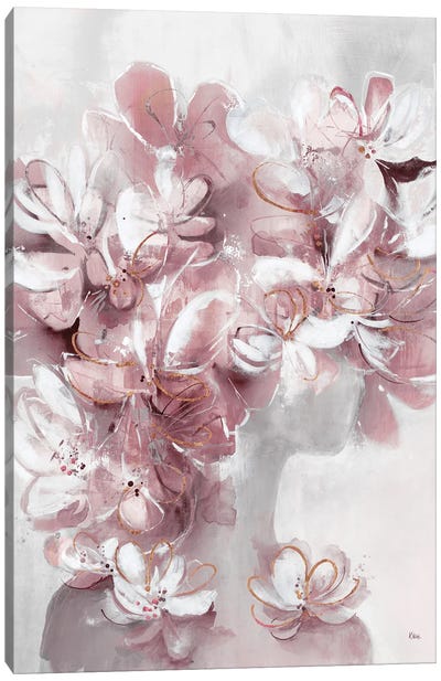 Lady Flora Canvas Art Print - Gray & Pink Art