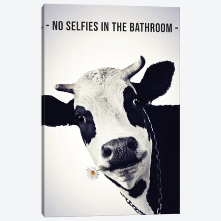 No Selfies In The Bathroom Canvas Print #KNC15} by K9nCo Canvas Wall Art