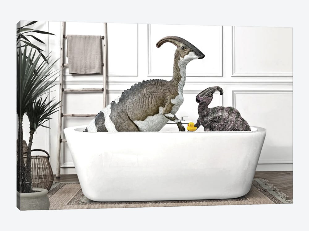 Parasaurolophus In My Bathtub by K9nCo 1-piece Canvas Wall Art