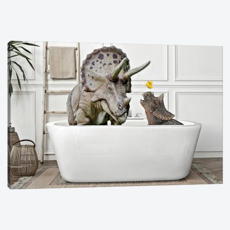 Triceratops Play Canvas Print #KNC20} by K9nCo Canvas Art