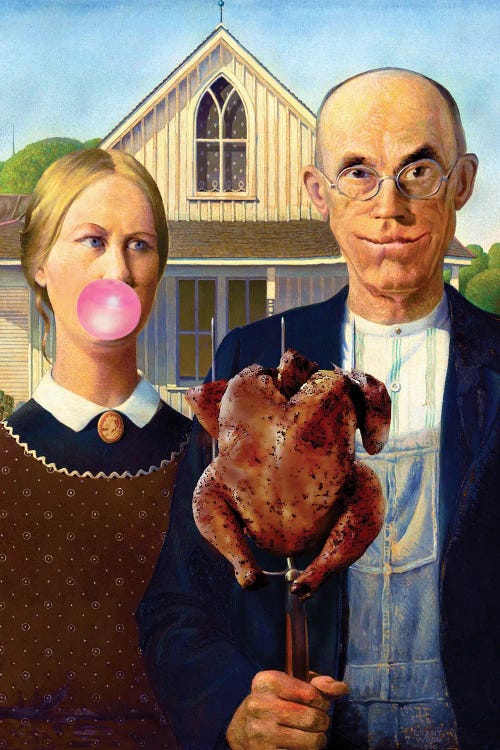 American Gothic With Chicken