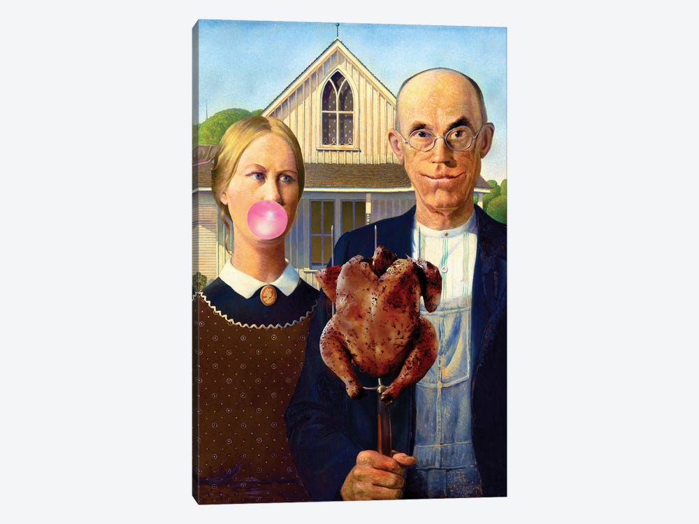 American Gothic With Chicken by K9nCo 1-piece Canvas Artwork