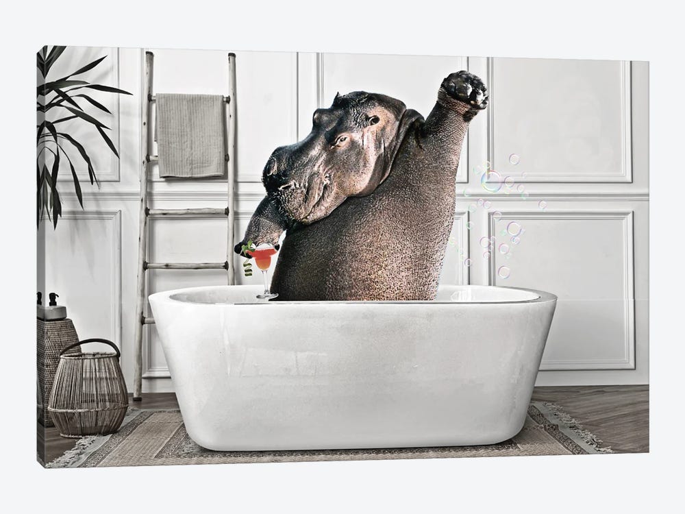 Happy Hour Hippo by K9nCo 1-piece Canvas Print