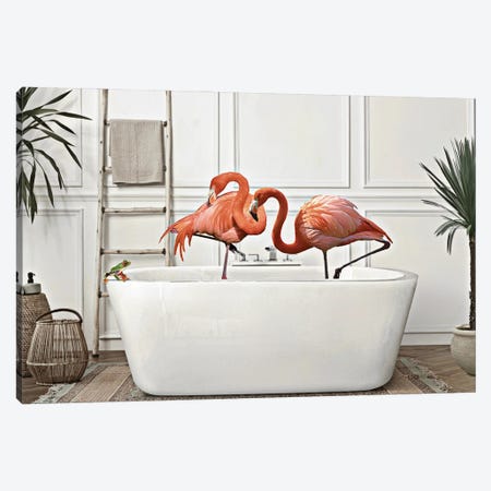 Flamingos With Frog Canvas Print #KNC5} by K9nCo Canvas Art