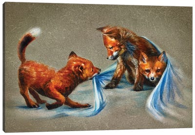 Fox Kids II Canvas Art Print - Konstantin Kalinin