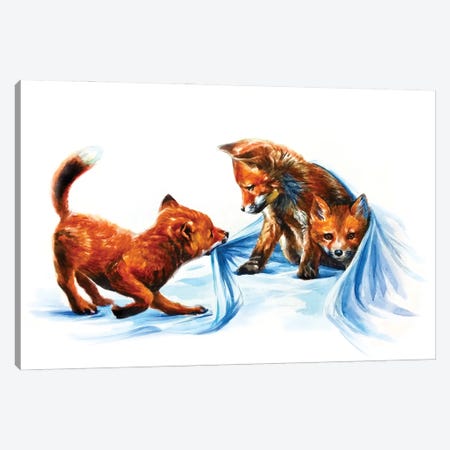 Fox Kids III Canvas Print #KNK19} by Konstantin Kalinin Canvas Art Print