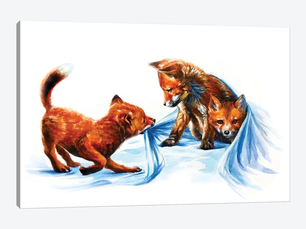 Fox Kids III by Konstantin Kalinin 1-piece Canvas Art