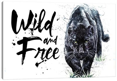 Panther Wild And Free Canvas Art Print - Panther Art