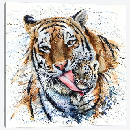 Tiger With Cub Canvas Print #KNK64} by Konstantin Kalinin Art Print