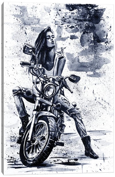Biker Girl Canvas Art Print - Konstantin Kalinin