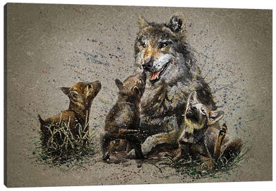 Wolf Family Canvas Art Print - Konstantin Kalinin