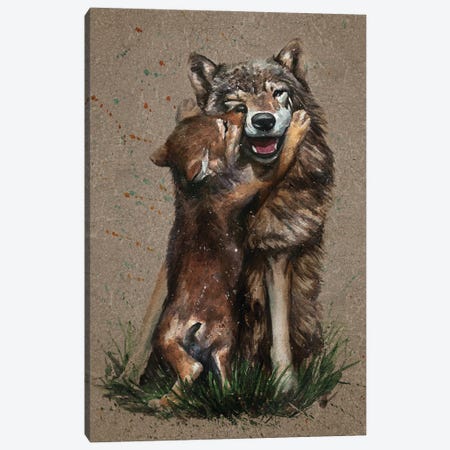 Wolf Father And Son Canvas Print #KNK73} by Konstantin Kalinin Art Print