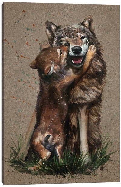 Wolf Father And Son Canvas Art Print - Konstantin Kalinin