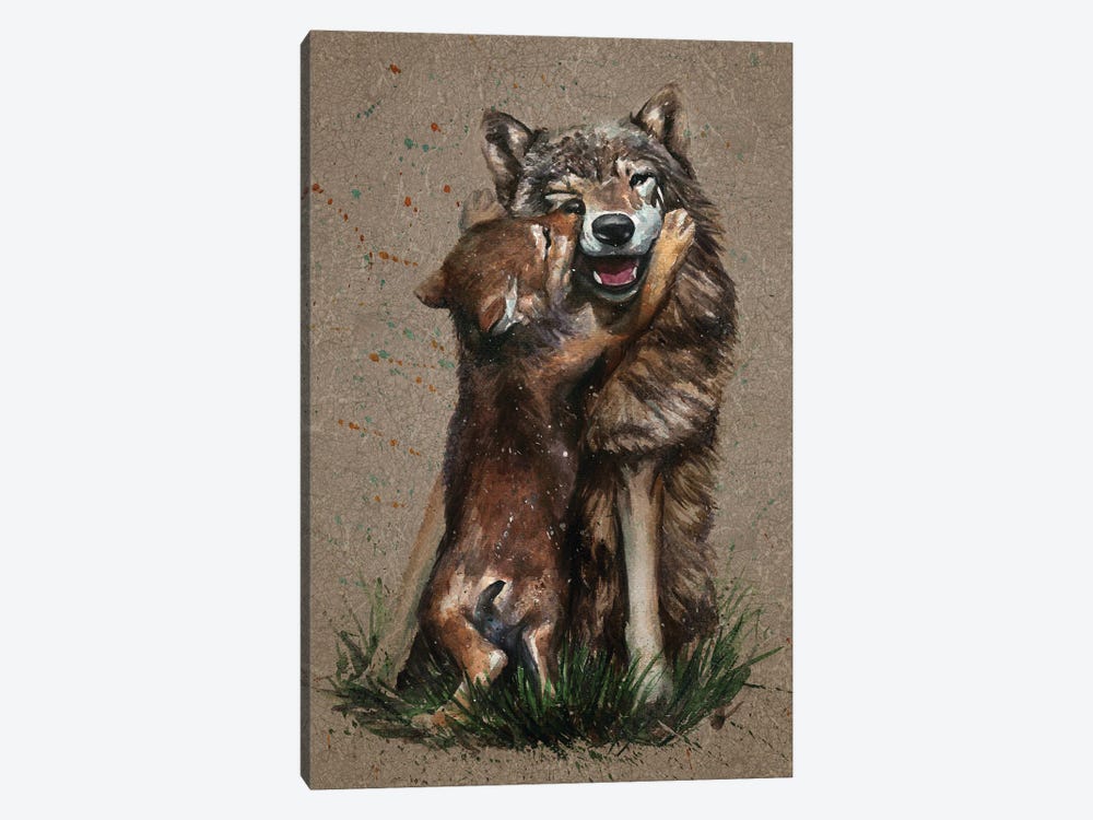 Wolf Father And Son by Konstantin Kalinin 1-piece Canvas Wall Art