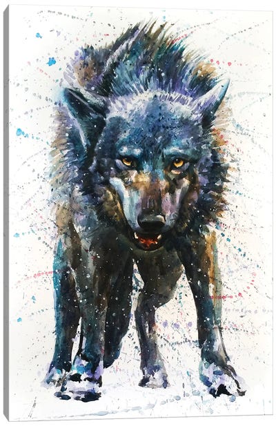Wolf Last Fight Canvas Art Print - Wolf Art