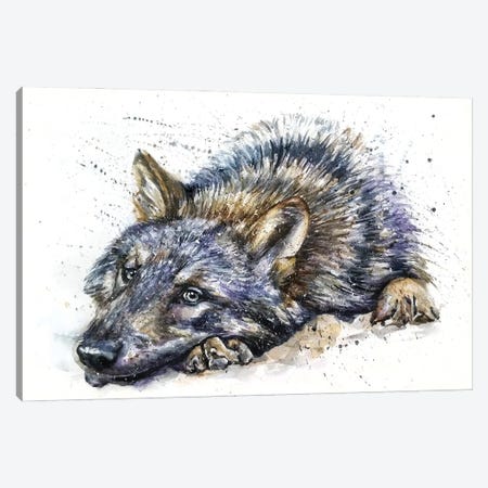 Wolf Watercolor Canvas Print #KNK77} by Konstantin Kalinin Canvas Wall Art