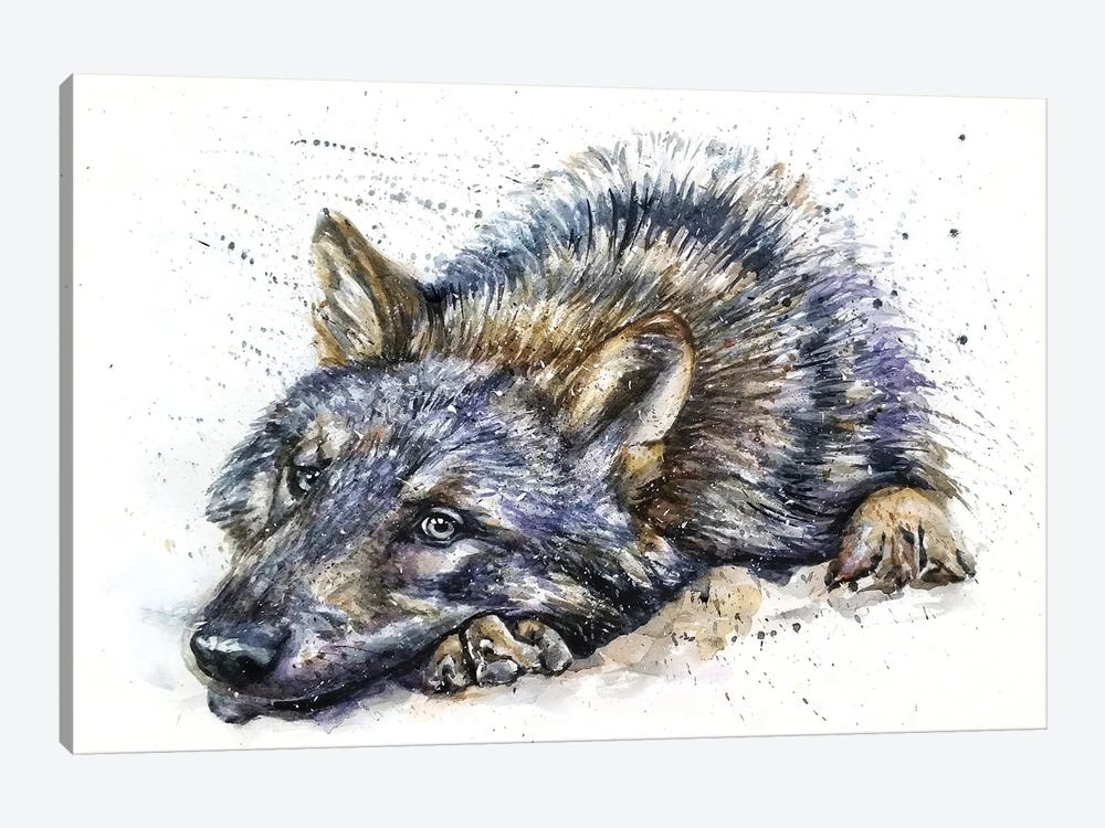 Wolf Watercolor by Konstantin Kalinin 1-piece Canvas Art