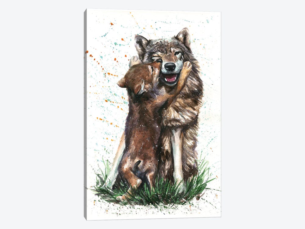 Wolf With His Kid by Konstantin Kalinin 1-piece Canvas Artwork