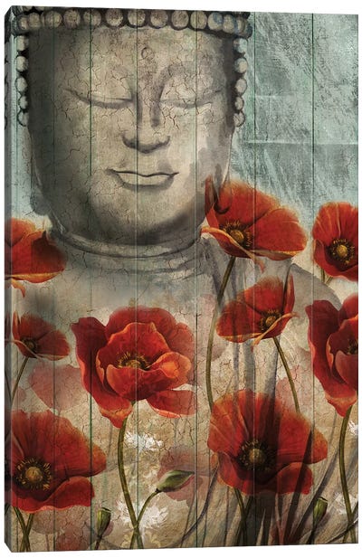 Floral Buddha Canvas Art Print - Religious Figure Art