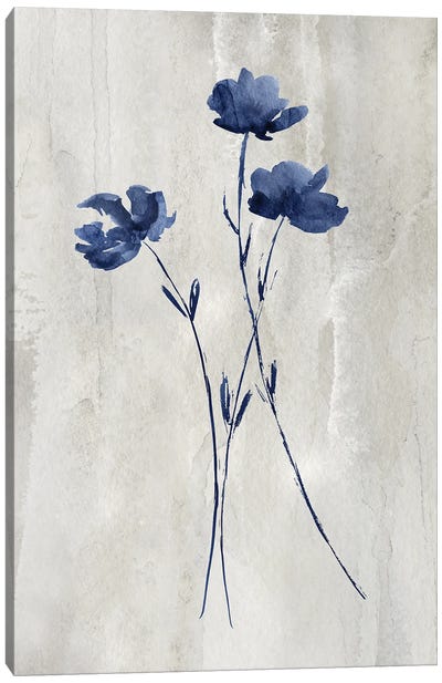 Indigo Botanical III Canvas Art Print - Minimalist Flowers