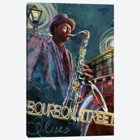 Bourbon Street Blues Canvas Print #KNU134} by Conrad Knutsen Art Print