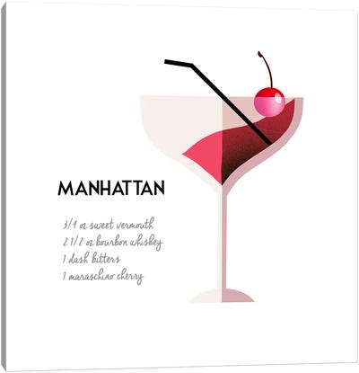 Classic Retro Manhattan Canvas Art Print - Manhattan (Cocktail) 