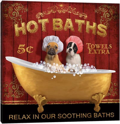 Hot Baths Canvas Art Print - Bathroom Humor