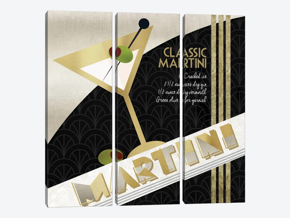 Martini Cocktail by Conrad Knutsen 3-piece Canvas Wall Art