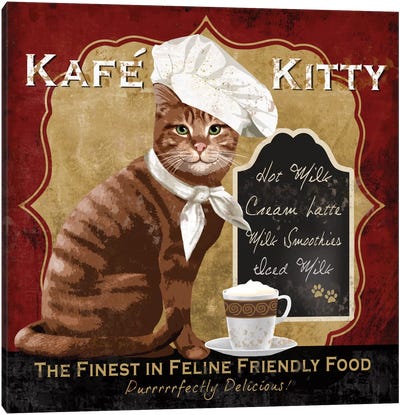 Kafe Kitty Canvas Art Print - Cat Art