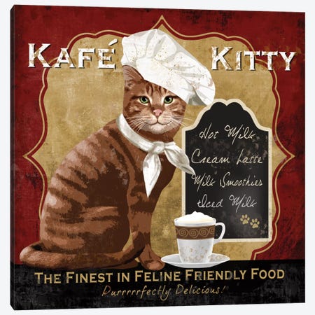 Kafe Kitty Canvas Print #KNU3} by Conrad Knutsen Canvas Wall Art