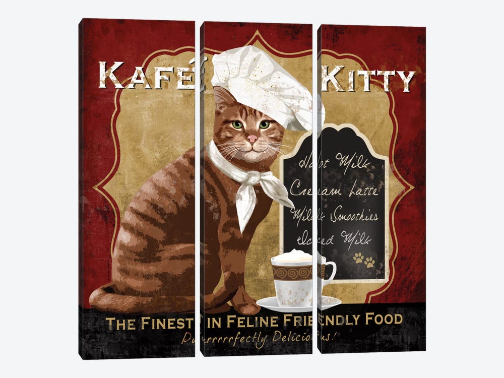 Kafe Kitty by Conrad Knutsen 3-piece Art Print