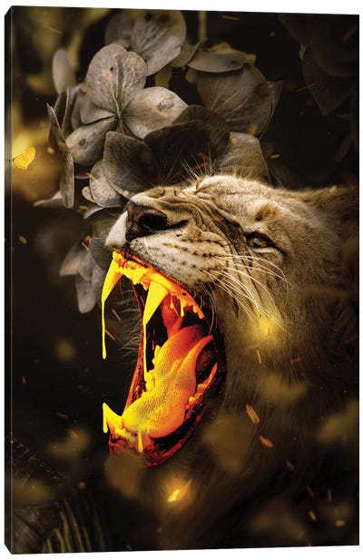 Gold Lion Canvas Art Print - Milos Karanovic