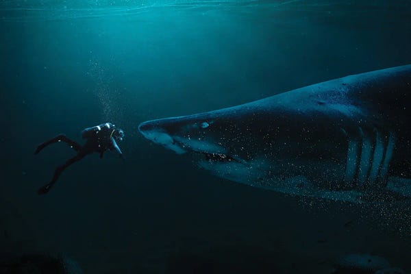 Milos Karanovic: Diver And Shark by Milos Karanovic