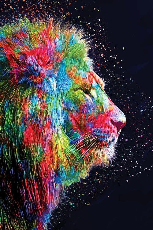 Colored Lion by Milos Karanovic wall art