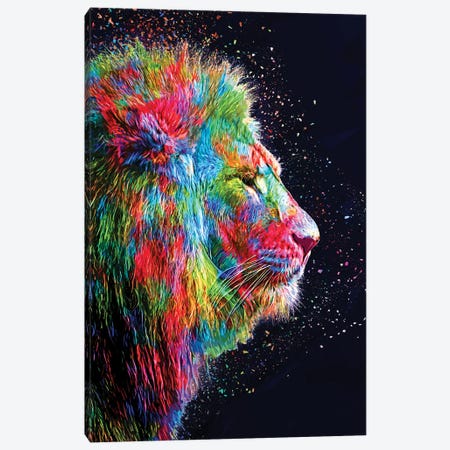Colored Lion Canvas Print #KNV55} by Milos Karanovic Canvas Art Print