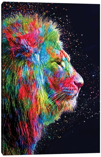 Colored Lion Canvas Art Print - Milos Karanovic
