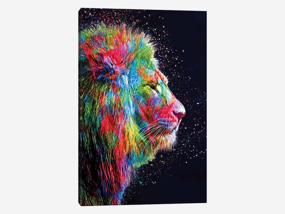 Colored Lion by Milos Karanovic 1-piece Canvas Artwork