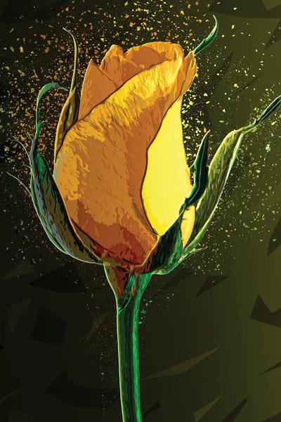 Colored Yellow Rose by Milos Karanovic art print