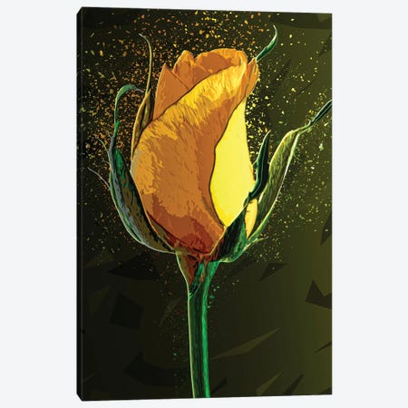 Colored Yellow Rose Canvas Print #KNV58} by Milos Karanovic Canvas Artwork
